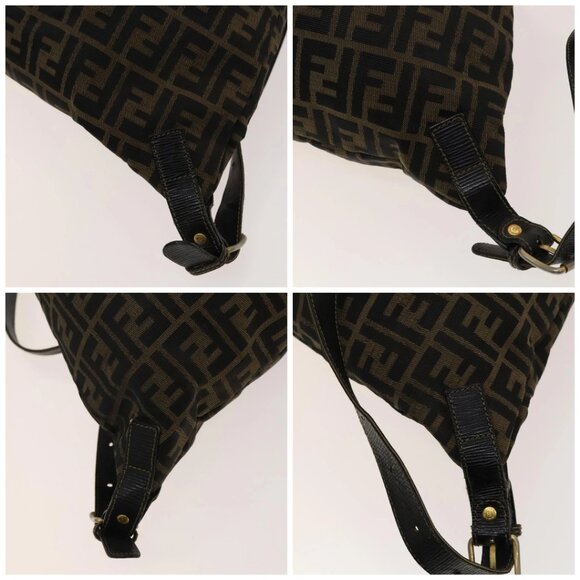 FENDI Zucca Canvas Backpack Brown Black gold Auth ep8792 - Picture 14 of 16